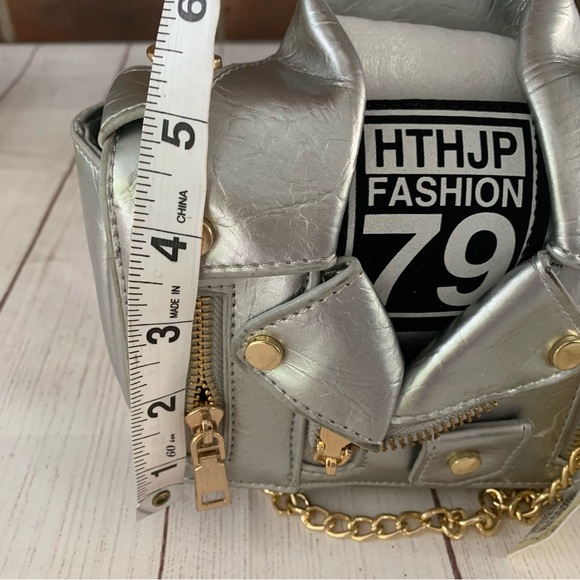 Motorcycle Jacket Purse Chain Crossbody Bag Pu Leather Women’s Girls NEW - Picture 6 of 7
